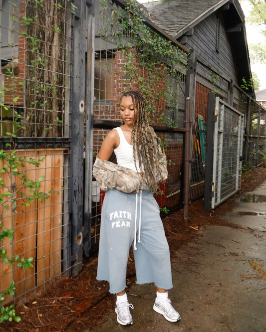 Faded Blue Faith Baggy Shorts