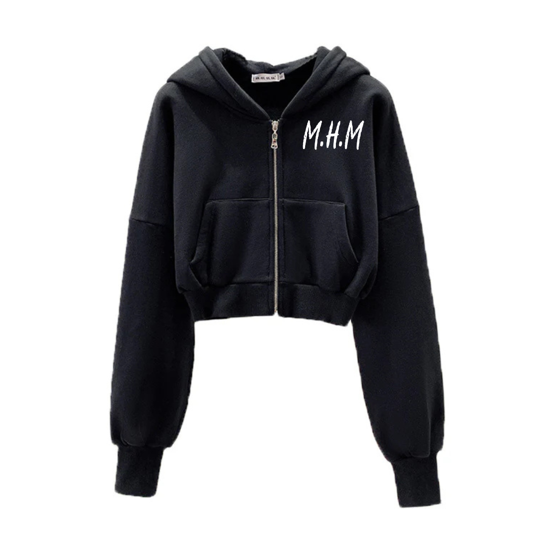 *LIMITED* M.H.M cropped black Women zipup