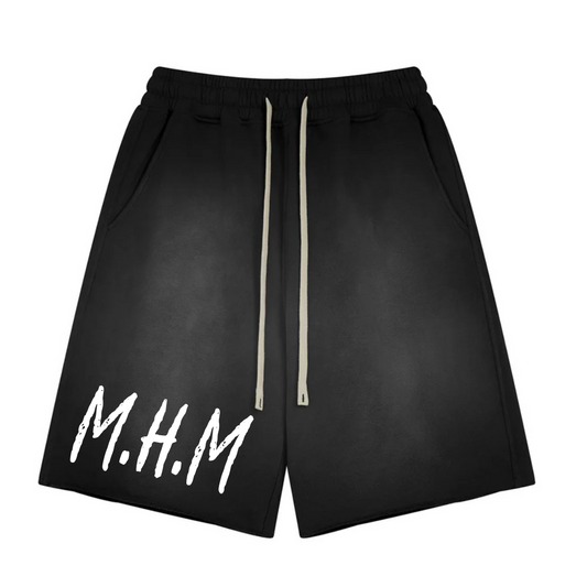 Black MHM Acid Washed Shorts