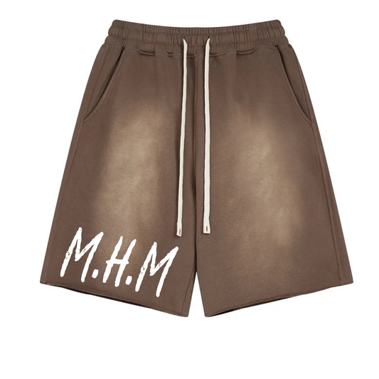 Brown MHM Acid Washed Shorts