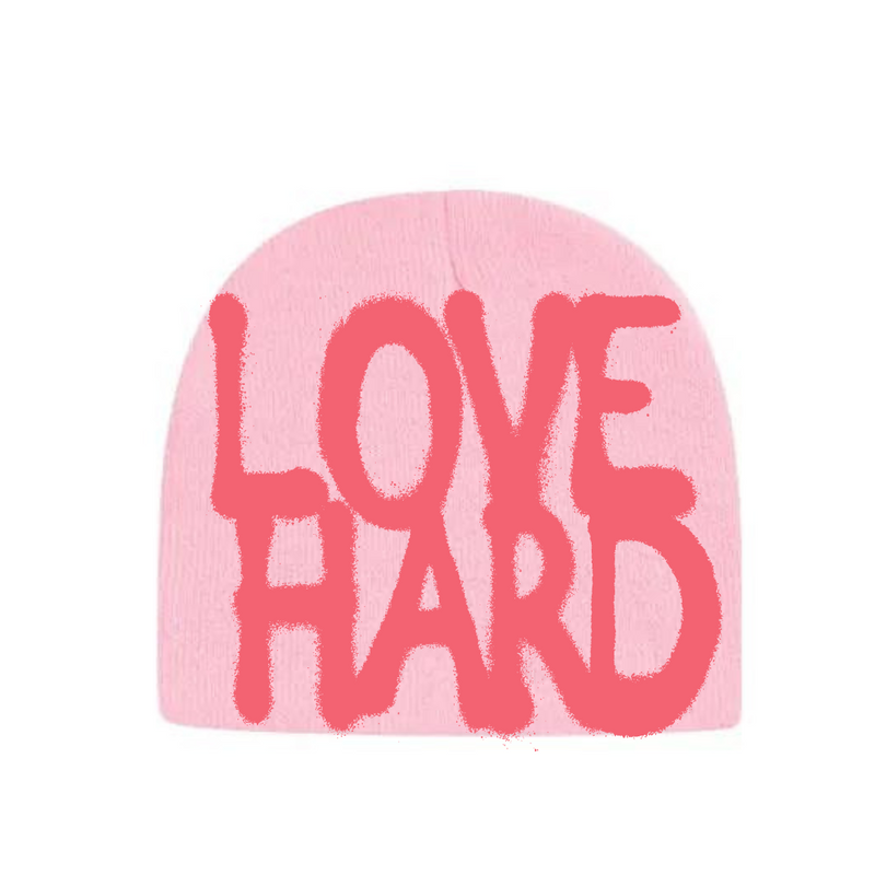 Pink LOVE HARD beanie