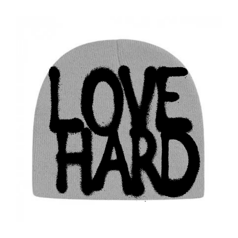 GREY LOVE HARD BEANIE