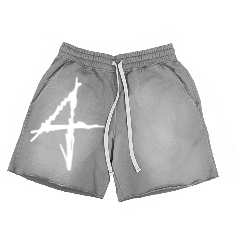 Grey 4 Acid Washed Shorts