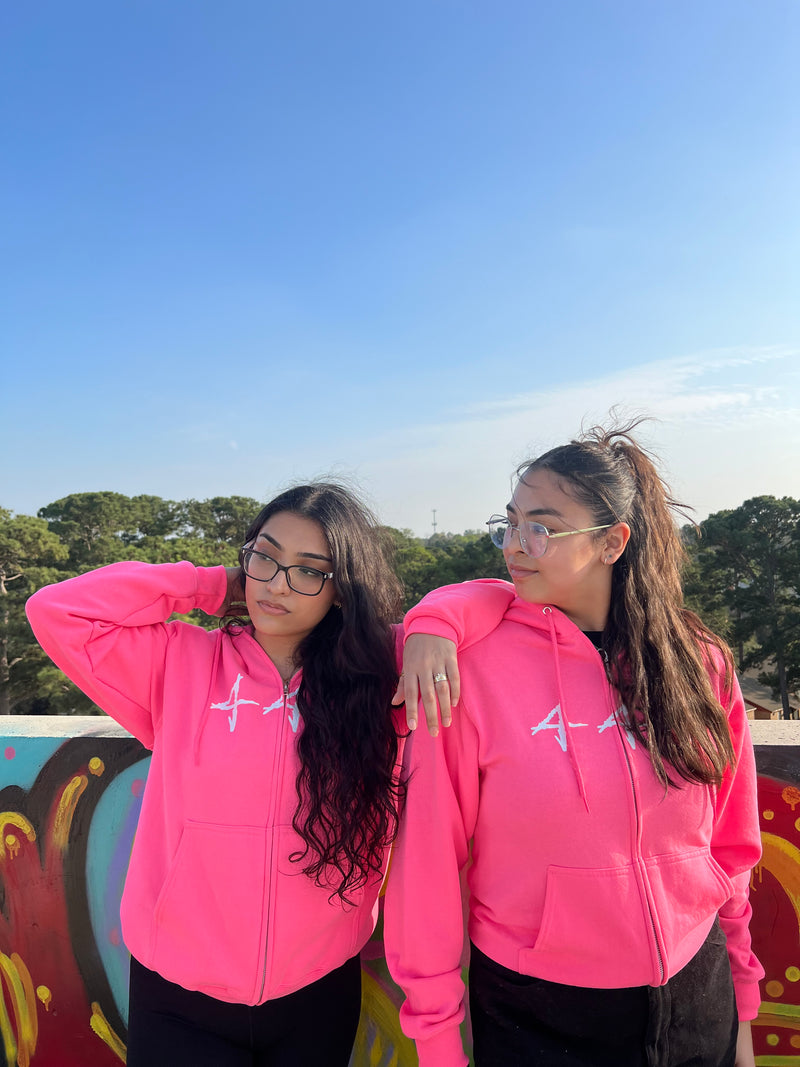 Pink 444 zip up hoodie