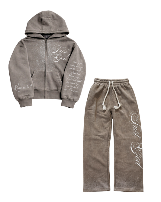 Grey Trust God Sweatset