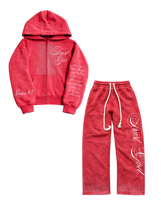 Trust God Crimson sweatset