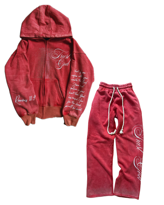 Trust God Crimson sweatset