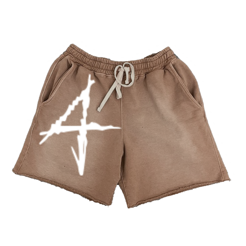 Brown 4 Acid Washed Shorts