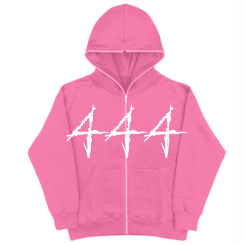 Pink 444 zip up hoodie