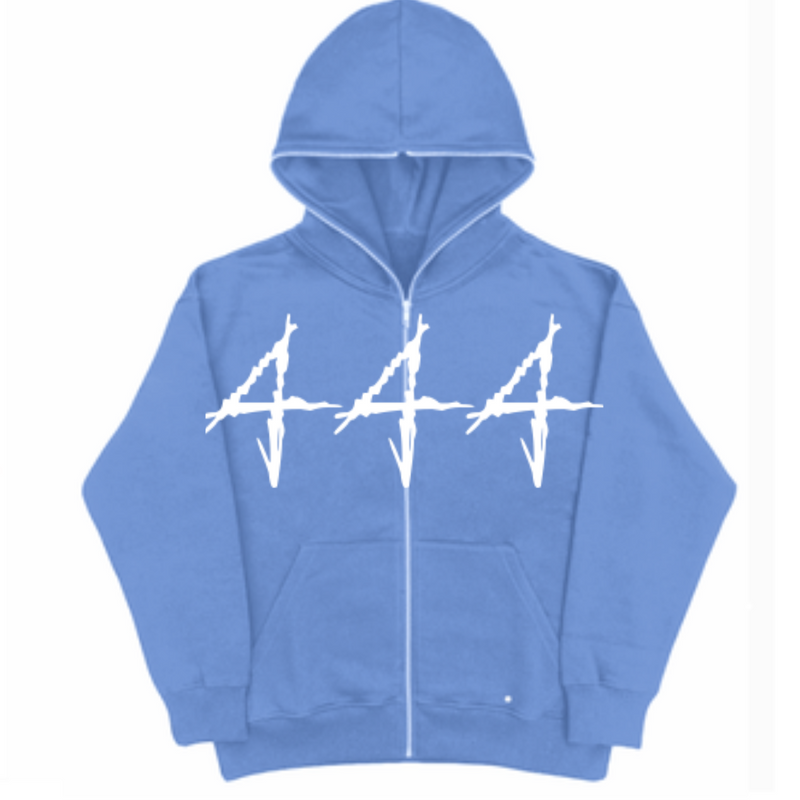 Blue 444 Zip Up Hoodie