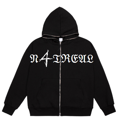 Black N4treal zipup hoodie